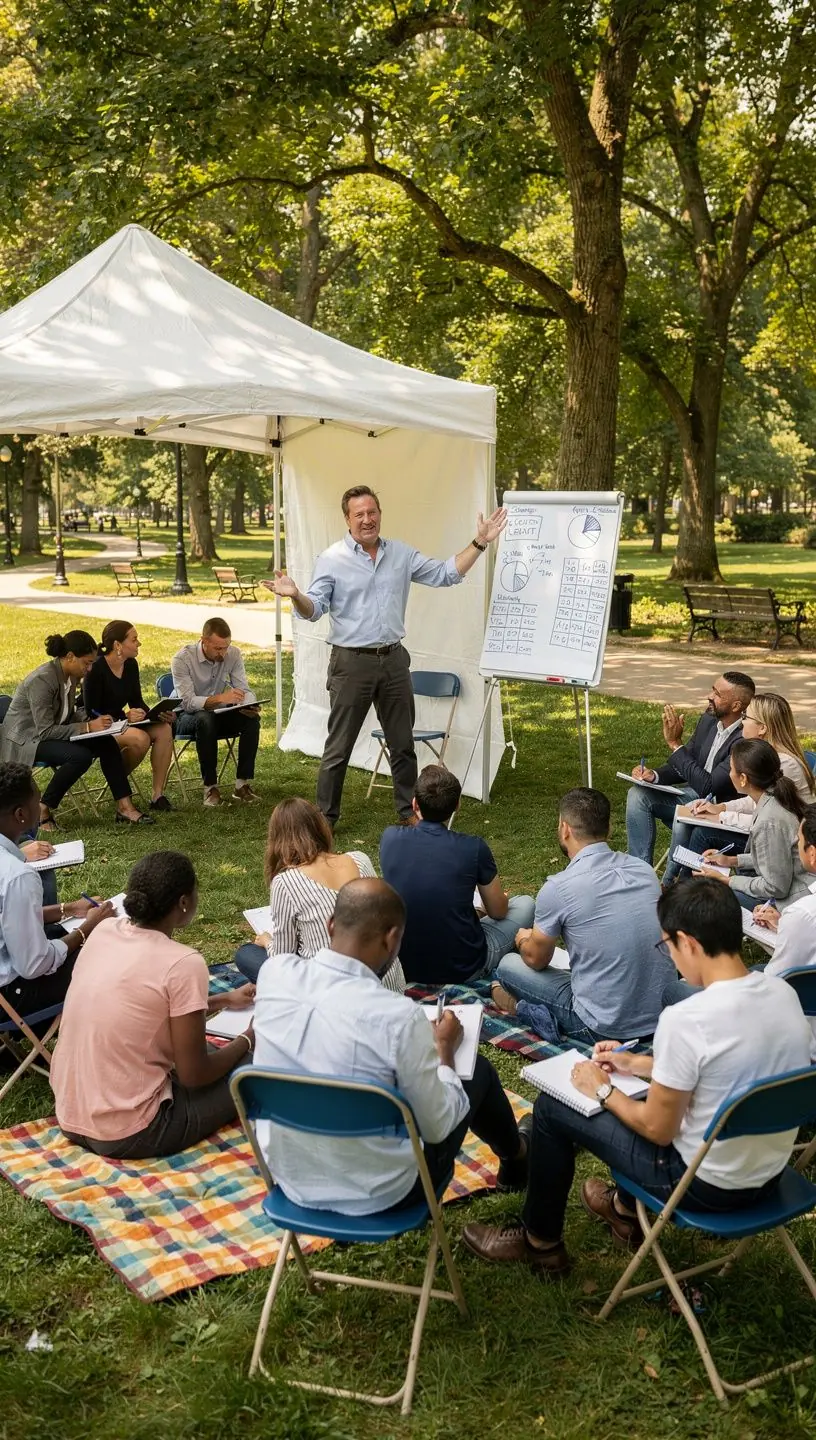 Fotografia spokojného klienta konzultujúceho finančný plán so skúseným poradcom v kancelárii.